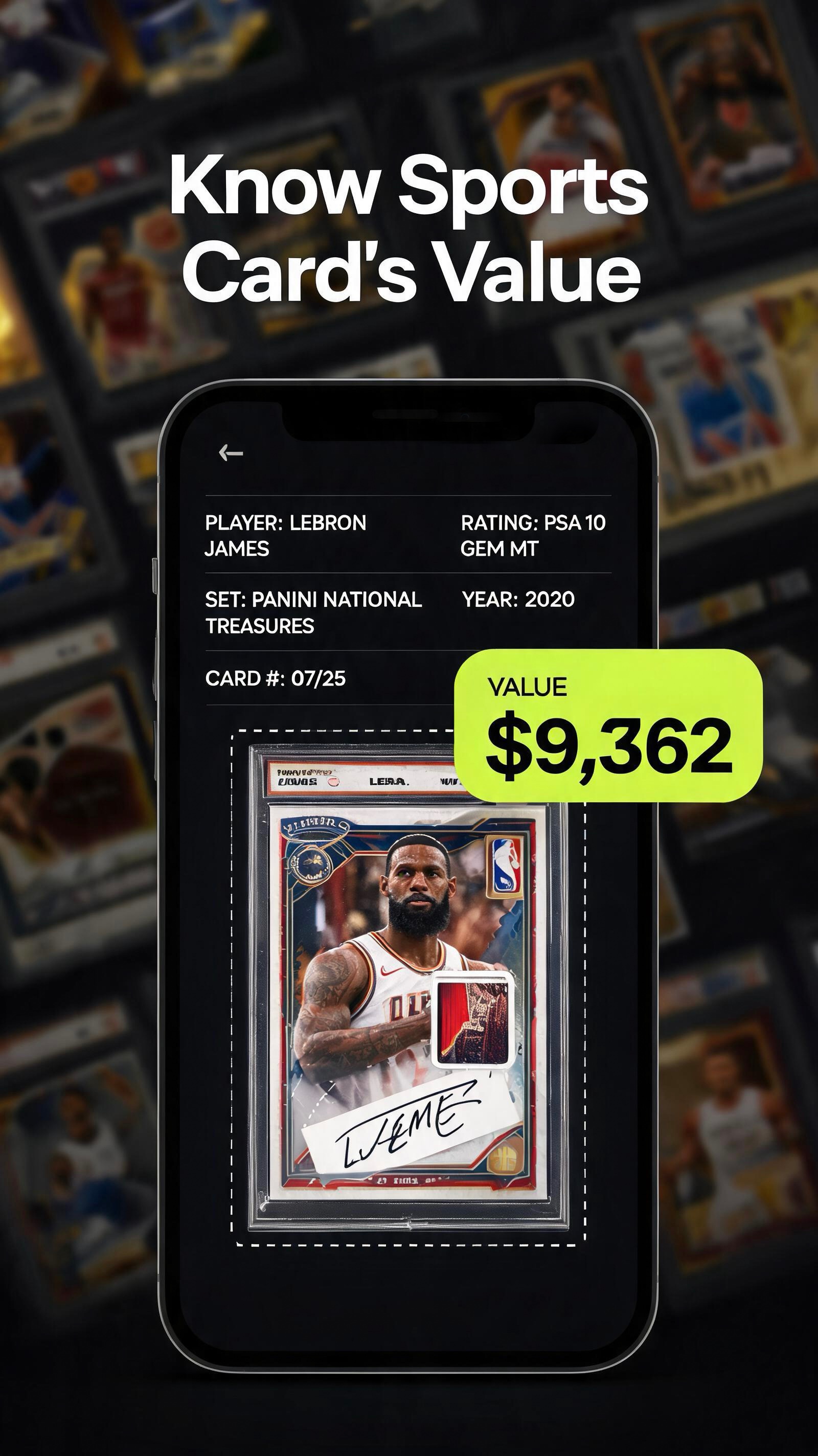 CardsKnow showing a scanned basketball card and its researched value